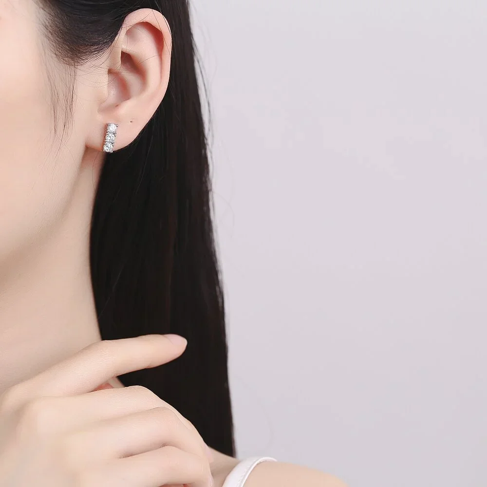 925 Sterling Silver Fashion Versatile Rectangle Zircon Necklace Earrings Set